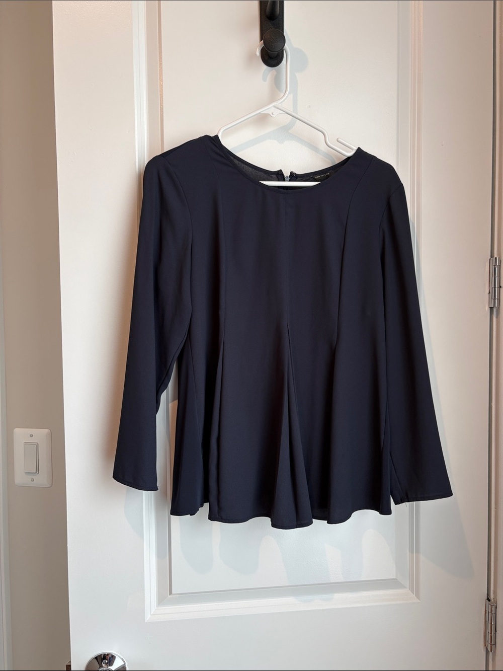 Ann Taylor Navy Long-Sleeve Swing Blouse